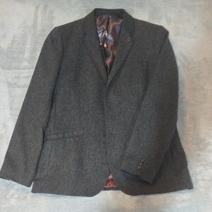 Ted Baker Wool Twill "Austin" Dark Gray Blazer Size 4 (Large)